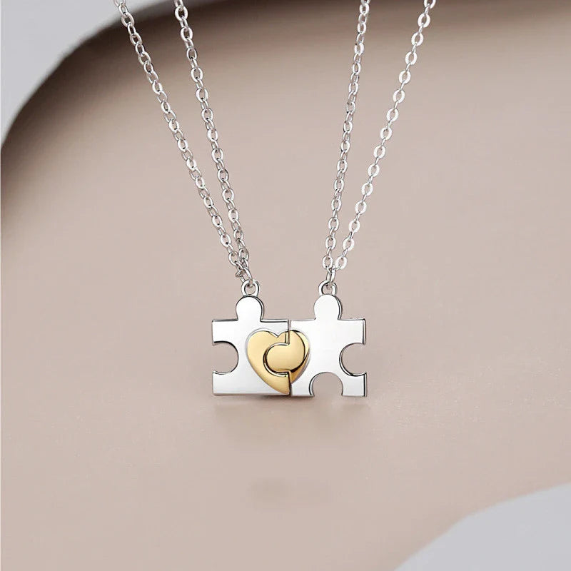 Hhomeenjoy US Timeless Couple's Sterling Silver Necklace Set