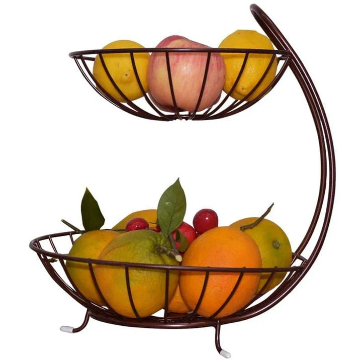 Sleek black iron fruit basket organizer for kitchen counter display and storage