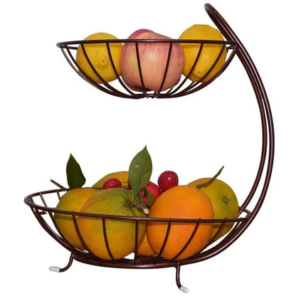 Sleek black iron fruit basket organizer for kitchen counter display and storage