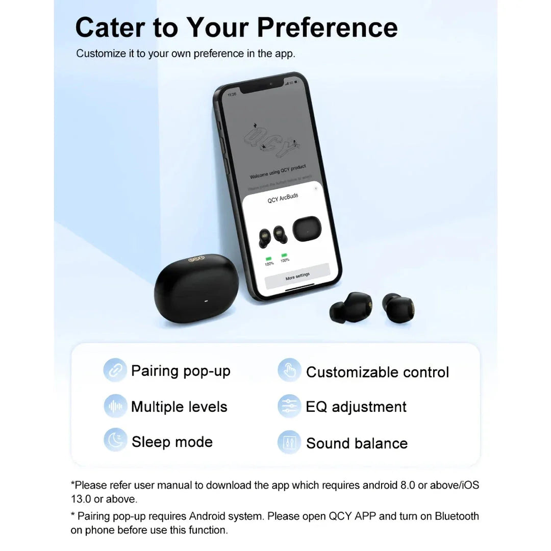 Sleek and comfortable HT07 hybrid noise-cancelling wireless earbuds with advanced features for an immersive audio experience