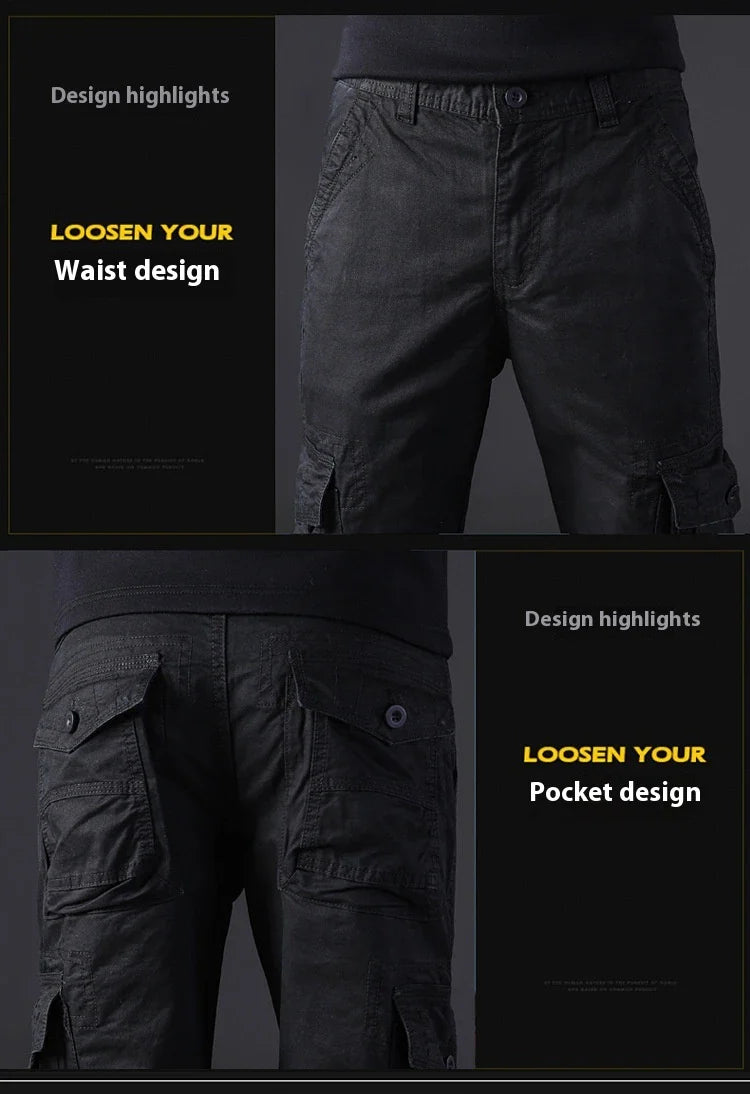 Trendha men's outdoor casual cotton trousers with multiple pockets in a variety of colors and sizes