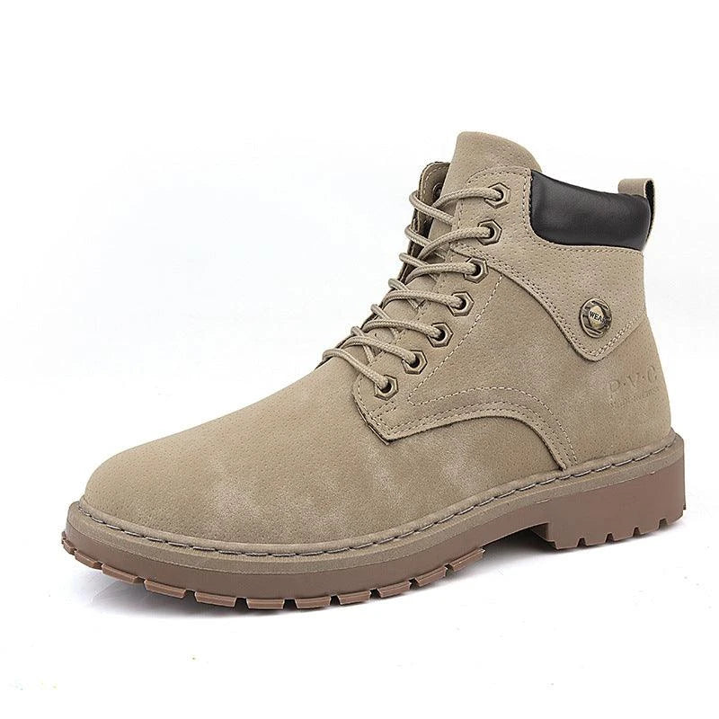 Premium men's casual Martin boots with round toe, made of durable PU material and featuring a comfortable rubber sole for all-day support.