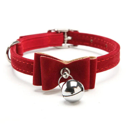 Elastic Cat Collar with Jingle Bell - Soft, Adjustable Velvet Accessory for Cats