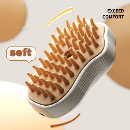 3-in-1 electric pet grooming brush with soothing steam for removing loose hair, dirt, and debris while promoting a healthy, shiny coat