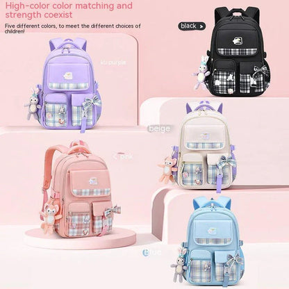 Large capacity cartoon-style backpack for children, featuring a spacious interior, durable nylon construction, and a waterproof, breathable design.