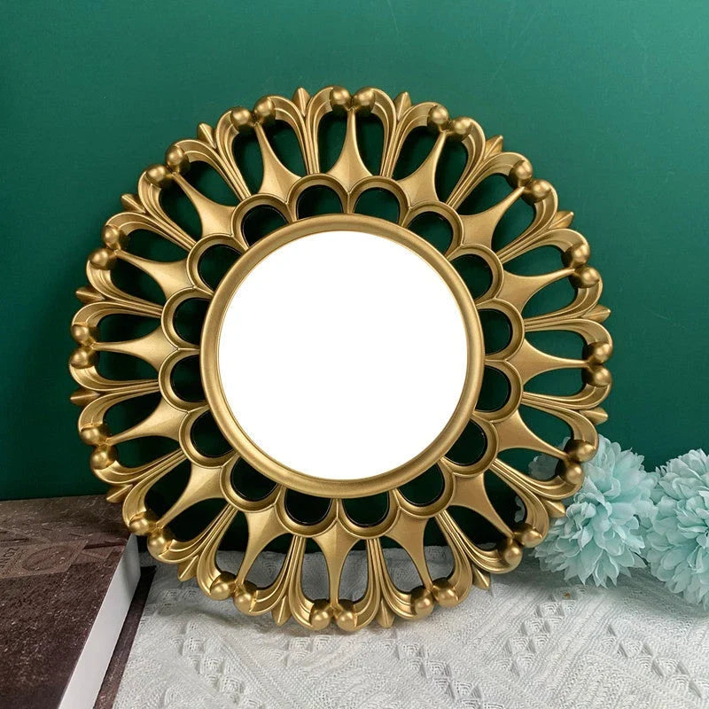 Hhomeenjoy Elegant Gold Floral Wall Mirror for Décor