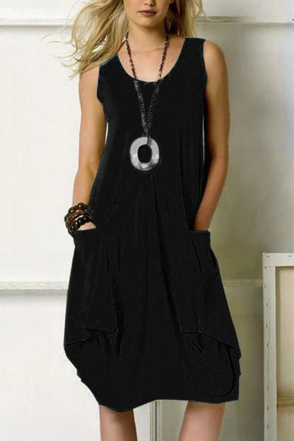 Irregular Knit Vest Dress in Vibrant Orange - Comfortable, Stylish, and Uniquely Designed Dress