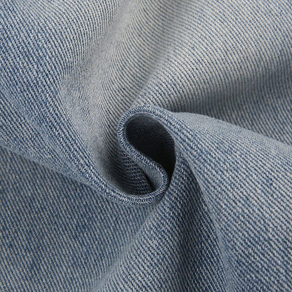 Premium embroidered high-rise straight leg denim jeans in a classic blue color
