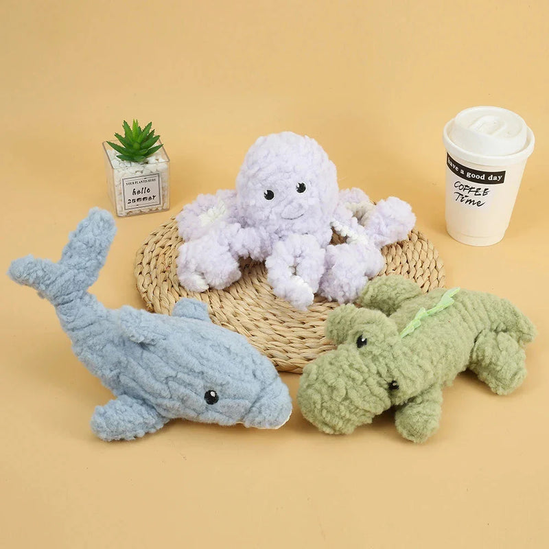 Hhomeenjoy US Durable Plush Squeaky Dog Toy in Fun Animal Shapes