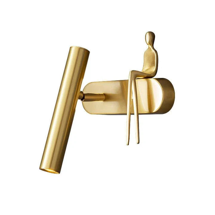 Stylish and versatile bedroom wall lamp with a sleek, postmodern design and a luxurious gold finish