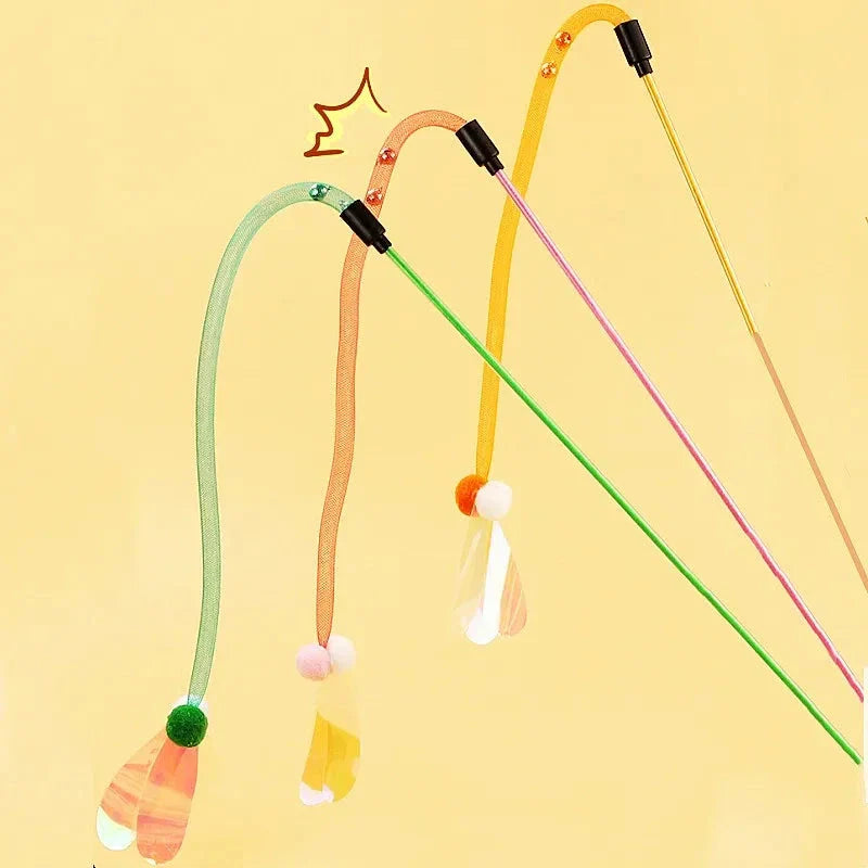 Interactive cat toy with butterfly, bell, and wool ball design for engaging playtime