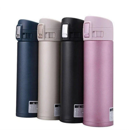 Compact and Colorful Stainless Steel Thermos in Gold Color, Keeps Drinks Hot or Cold for Hours