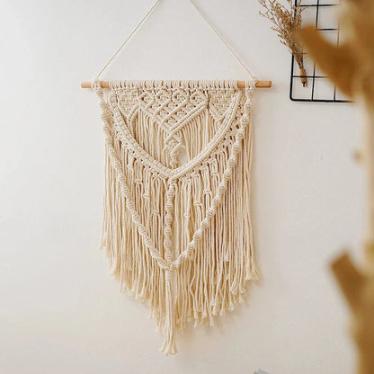 Elegant beige tapestry with a minimalist design, perfect for modern and boho-chic home decor