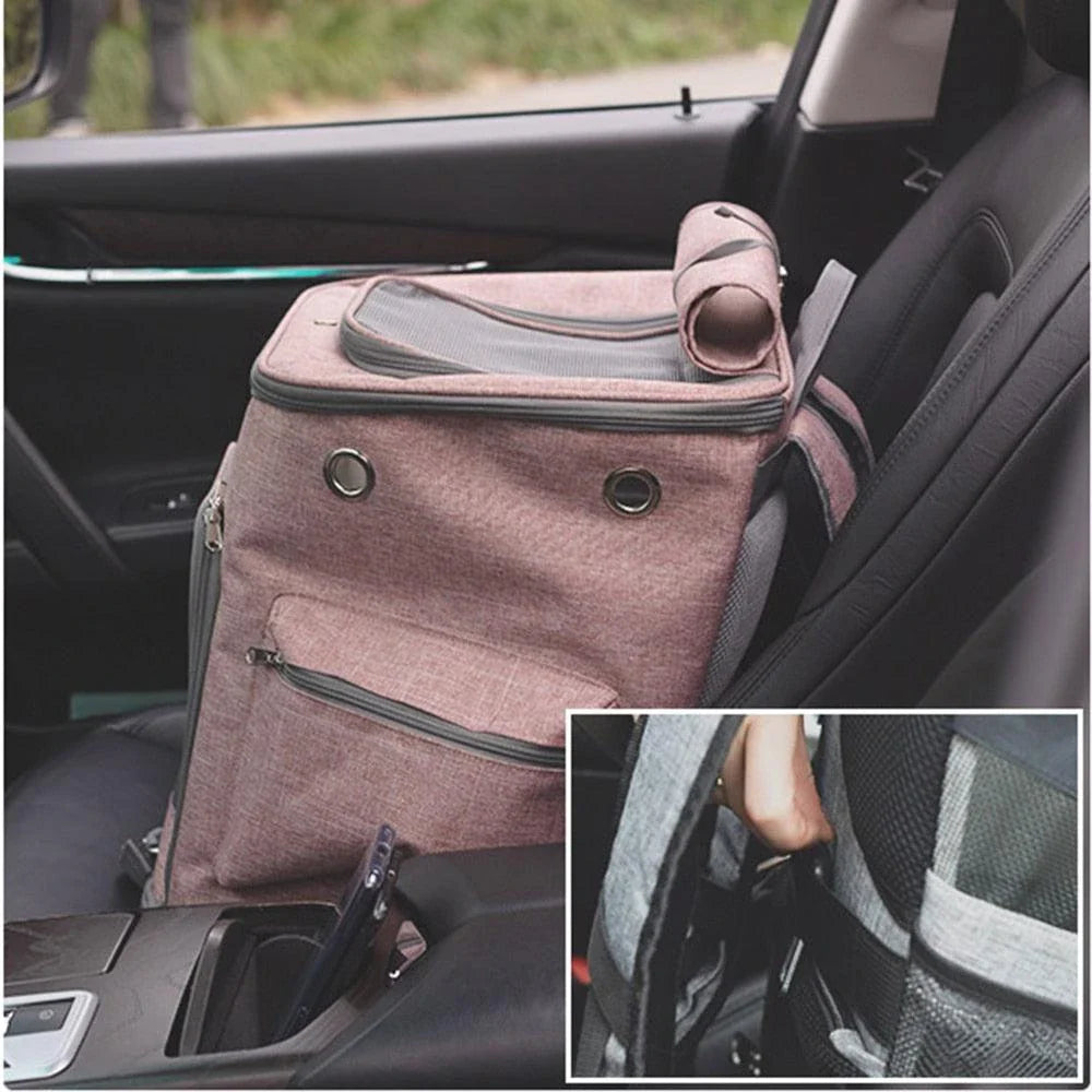 Melange Color Backpack Cat Carrier with Padded Interior, Breathable Mesh Panels, and Adjustable Straps for Comfortable Pet Transportation