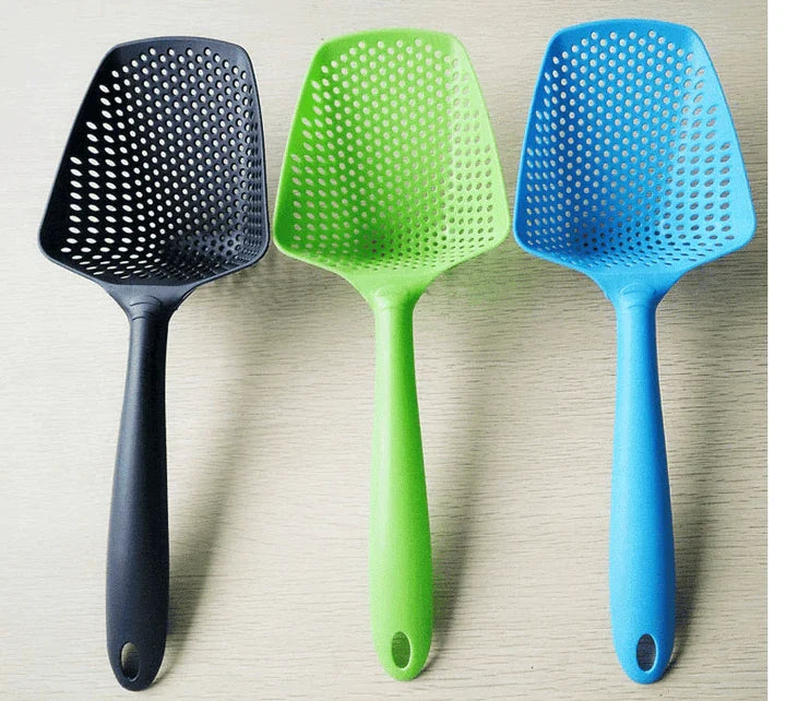 Eco-Friendly Lightweight Nylon Collapsible Strainer in Black, Green, and Blue colors