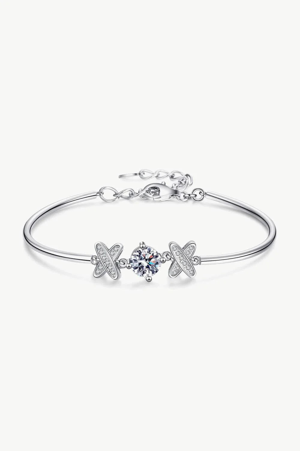 Elegant 1 carat moissanite bracelet with 925 sterling silver construction and rhodium-plated finish