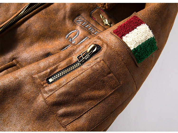 Cozy lambswool fleece-lined suede jacket in classic black and brown colors