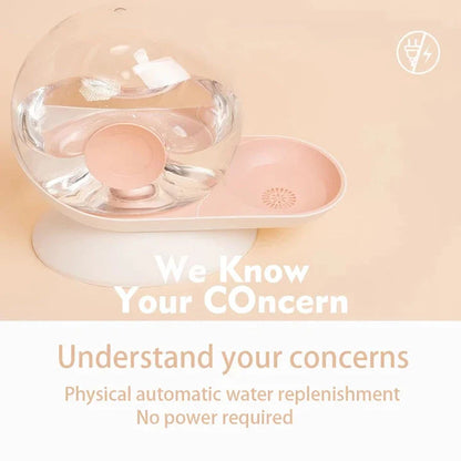 2.8L snail-shaped automatic pet water fountain in pink color for cats and dogs