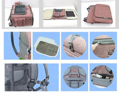 Melange Color Backpack Cat Carrier with Padded Interior, Breathable Mesh Panels, and Adjustable Straps for Comfortable Pet Transportation