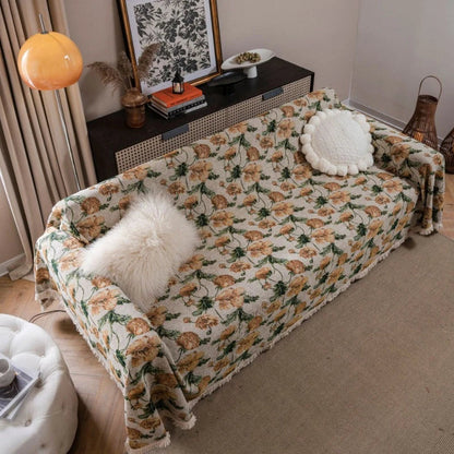 American style jacquard thick retro sofa cover in a floral pattern, designed to protect and enhance the look of a three-seat couch