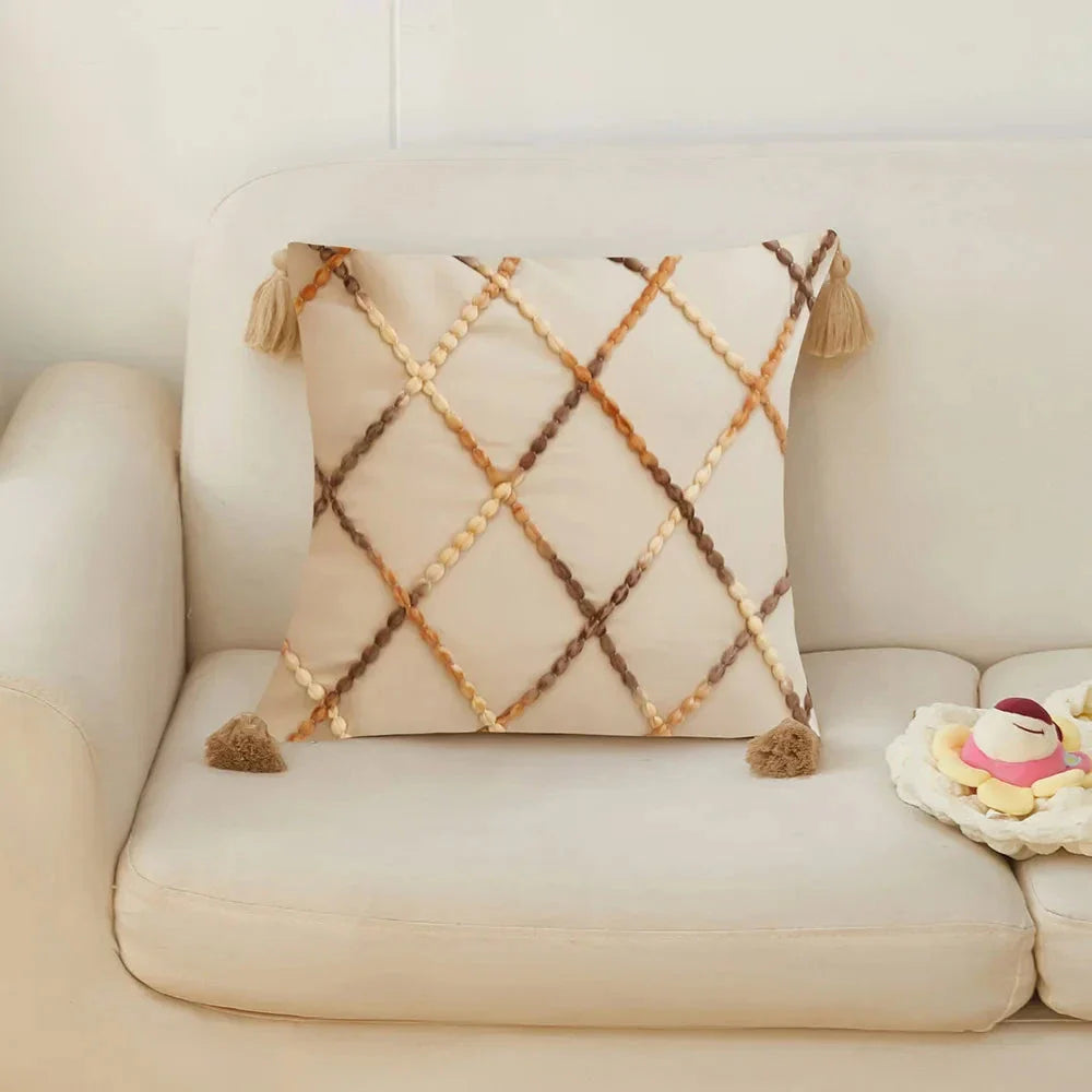 Stylish Nordic-inspired decorative cushion cover with gradient colors and geometric pattern