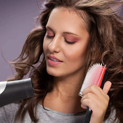 9-Row Detangling Hair Brush with Scalp Massager, Suitable for Straight, Curly, and Wavy Hair Types