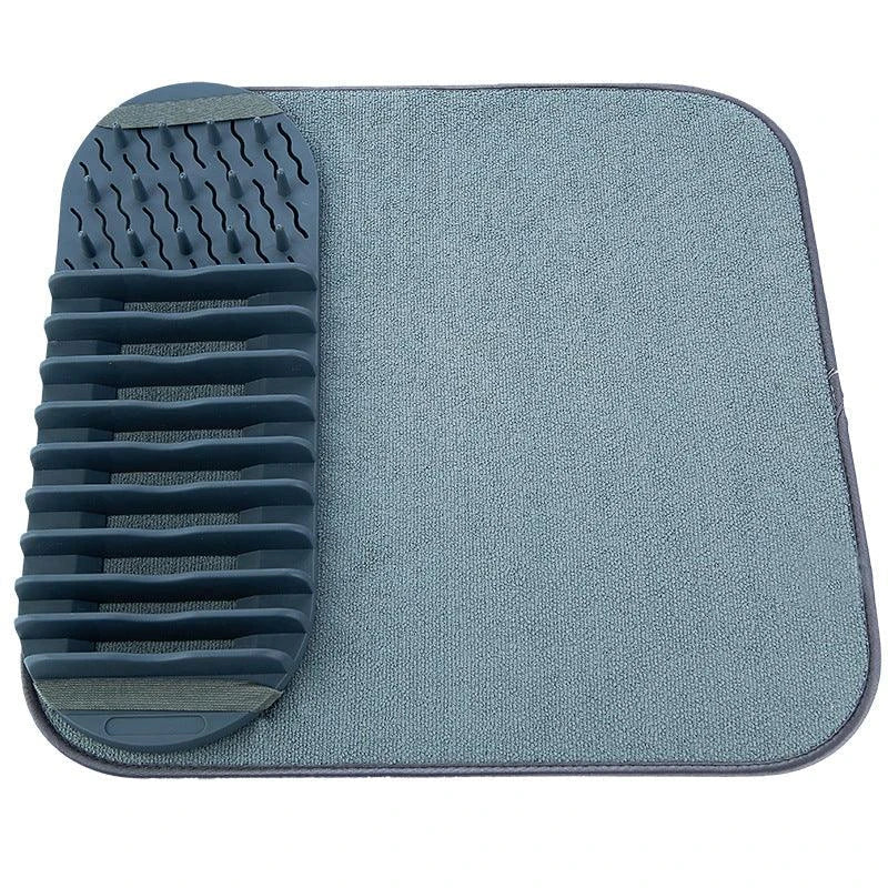 Durable dish drying rack with hanging storage hooks for organizing kitchen tools and utensils