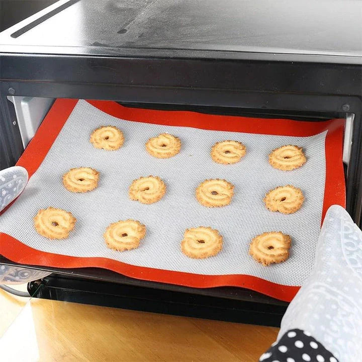 Premium silicone non-stick baking mat that resists high temperatures up to 500°F for easy, mess-free cooking and baking