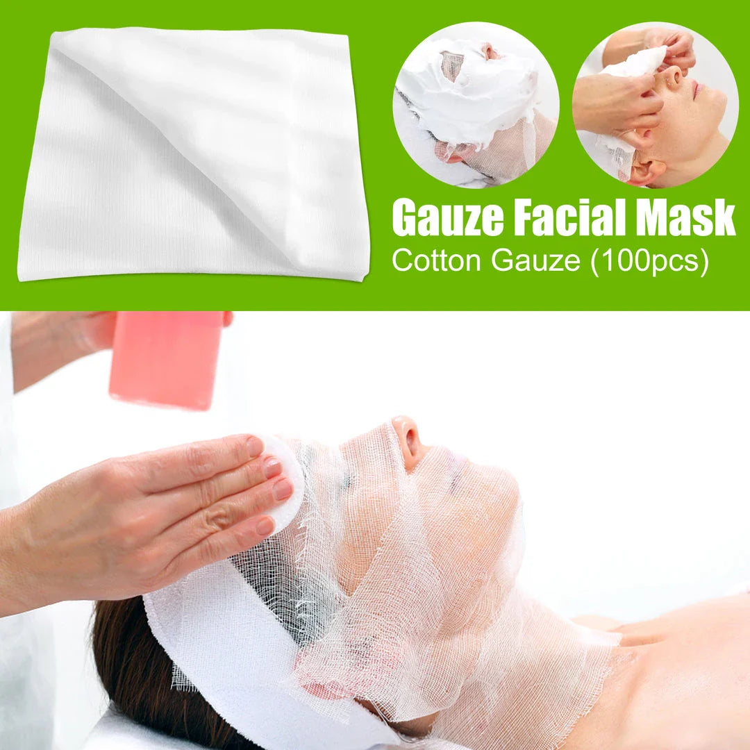 100-piece cotton gauze facial wipes with uniform mesh for luxurious skincare treatments and enhanced product absorption