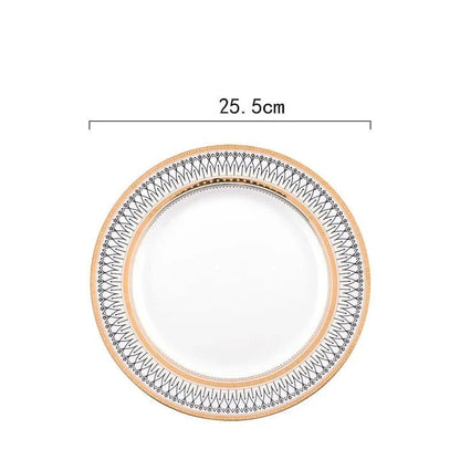 Elegant white marble-inspired ceramic plate with a sophisticated and timeless design