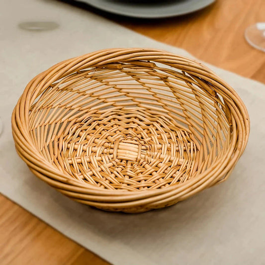 Elegant eco-friendly wicker bamboo storage basket in various sizes, perfect for organizing kitchen, bathroom, and living spaces