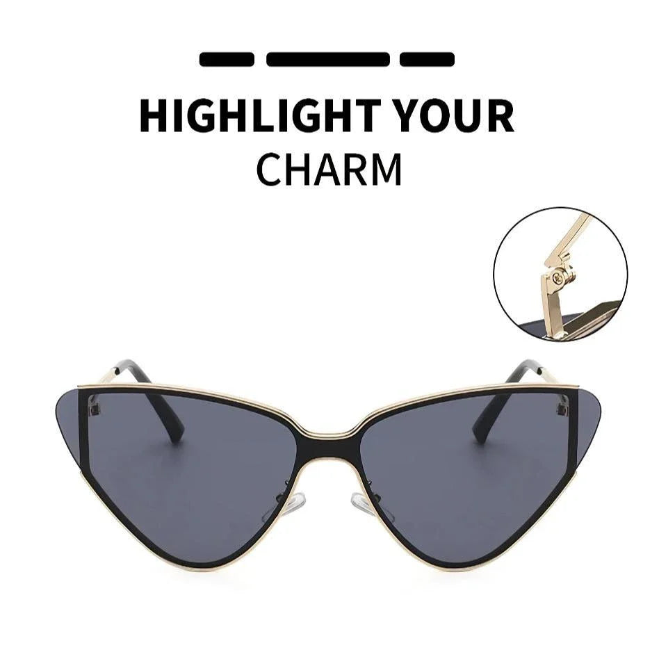 Fashionable steampunk-inspired cat eye sunglasses with gradient lenses and UV400 protection for men and women
