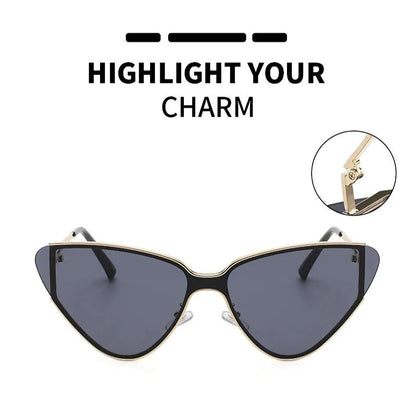 Fashionable steampunk-inspired cat eye sunglasses with gradient lenses and UV400 protection for men and women