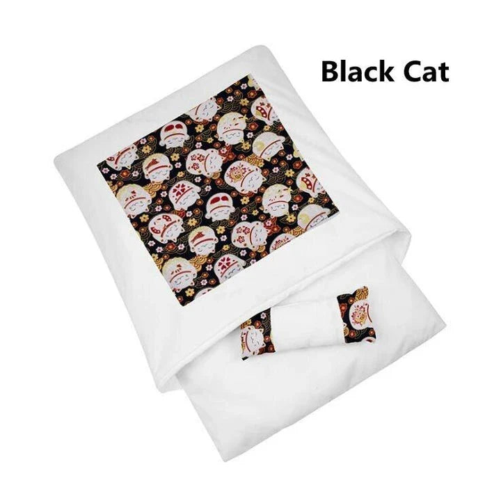 Cozy Cat Sleeping Bag Mat in various colors and sizes, providing a plush and comfortable sleeping surface for cats.