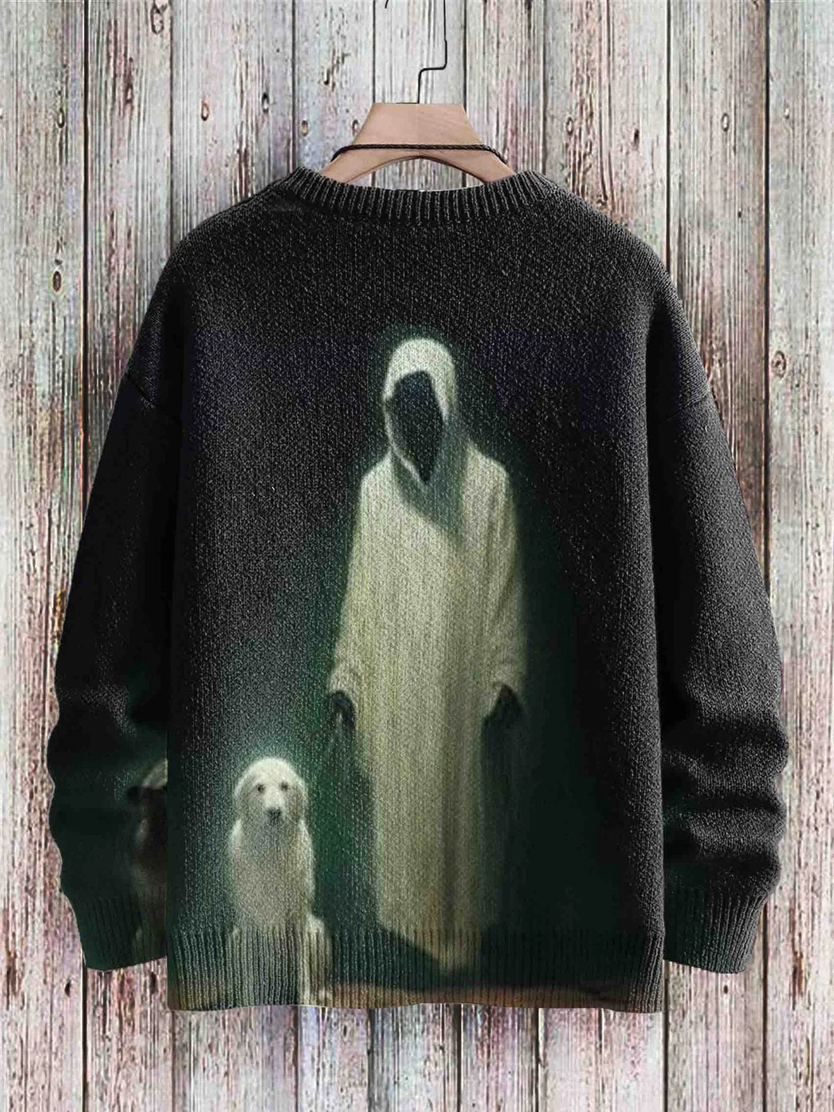 Ghostly Halloween sweater with playful ghost design, available in a variety of colors and sizes