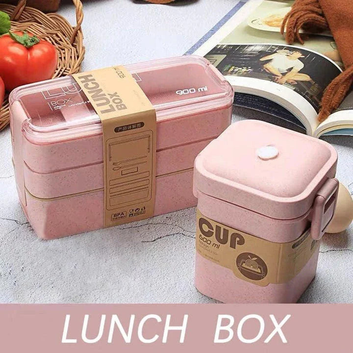 A stylish and practical 3-tier portable lunch box with separate compartments for organizing and transporting meals on the go