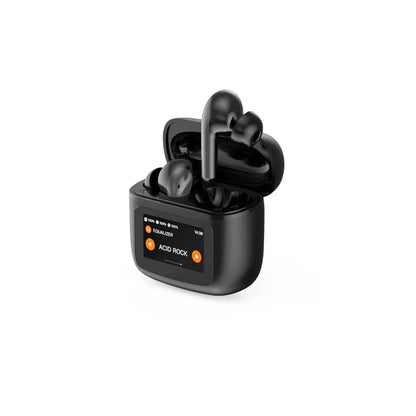 Advanced ANC wireless earphones with smart touchscreen charging case for seamless audio control