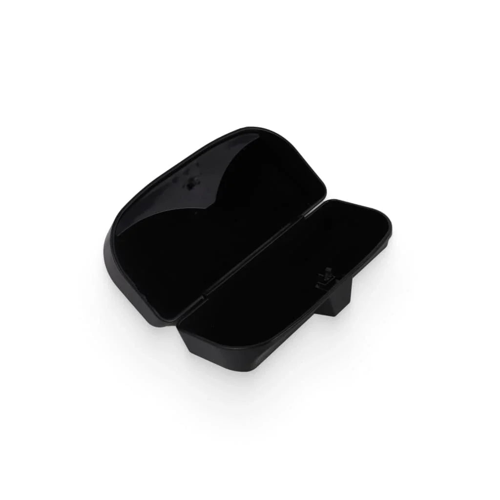Magnetic car sunglasses holder with secure storage for cards and coins, shockproof sponge lining to protect sunglasses