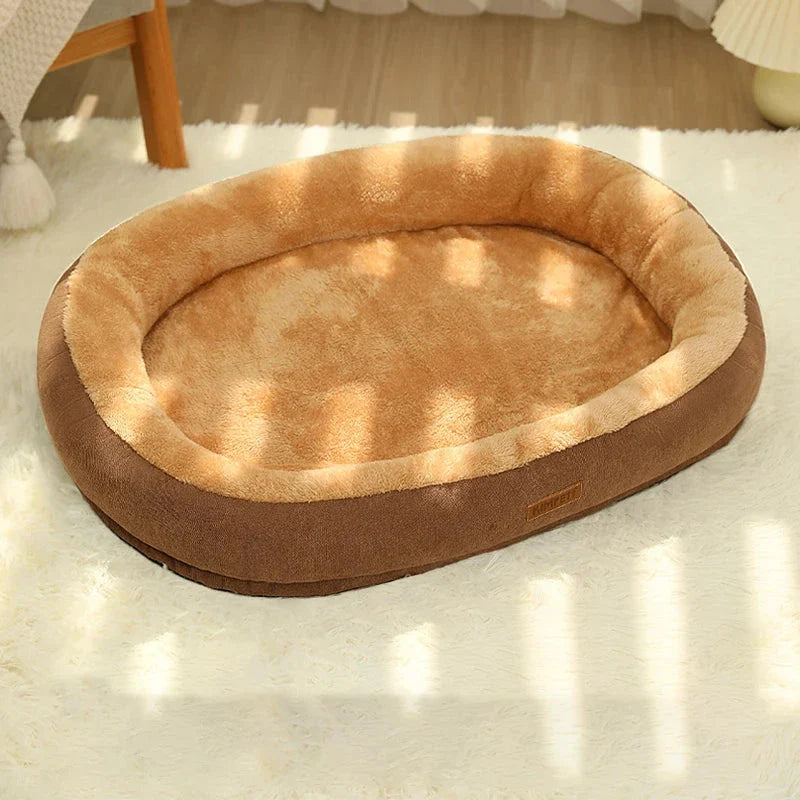 Cozy non-slip warming pet bed made of 100% cotton for small dogs and cats, available in three sizes