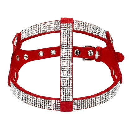 Premium Fashionable Leather Dog Harness with Rhinestones - Luxurious and Durable Accessory for Stylish Canine Companions