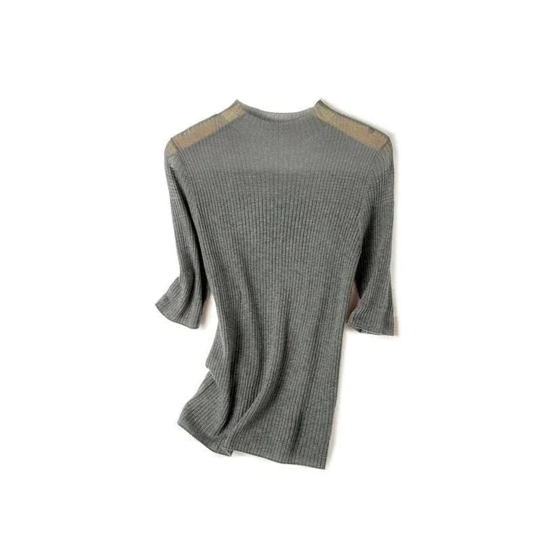 Elegant and comfortable women's half sleeve knitted top in black color with a stylish and sophisticated design