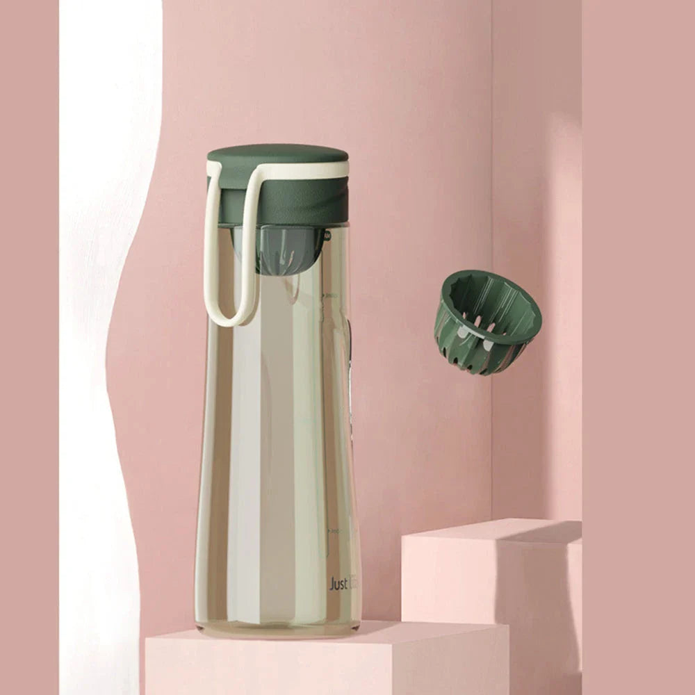 Durable and eco-friendly Tritan sports water bottle in white color with carrying strap, perfect for active lifestyles and outdoor activities.