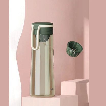 Durable and eco-friendly Tritan sports water bottle in white color with carrying strap, perfect for active lifestyles and outdoor activities.