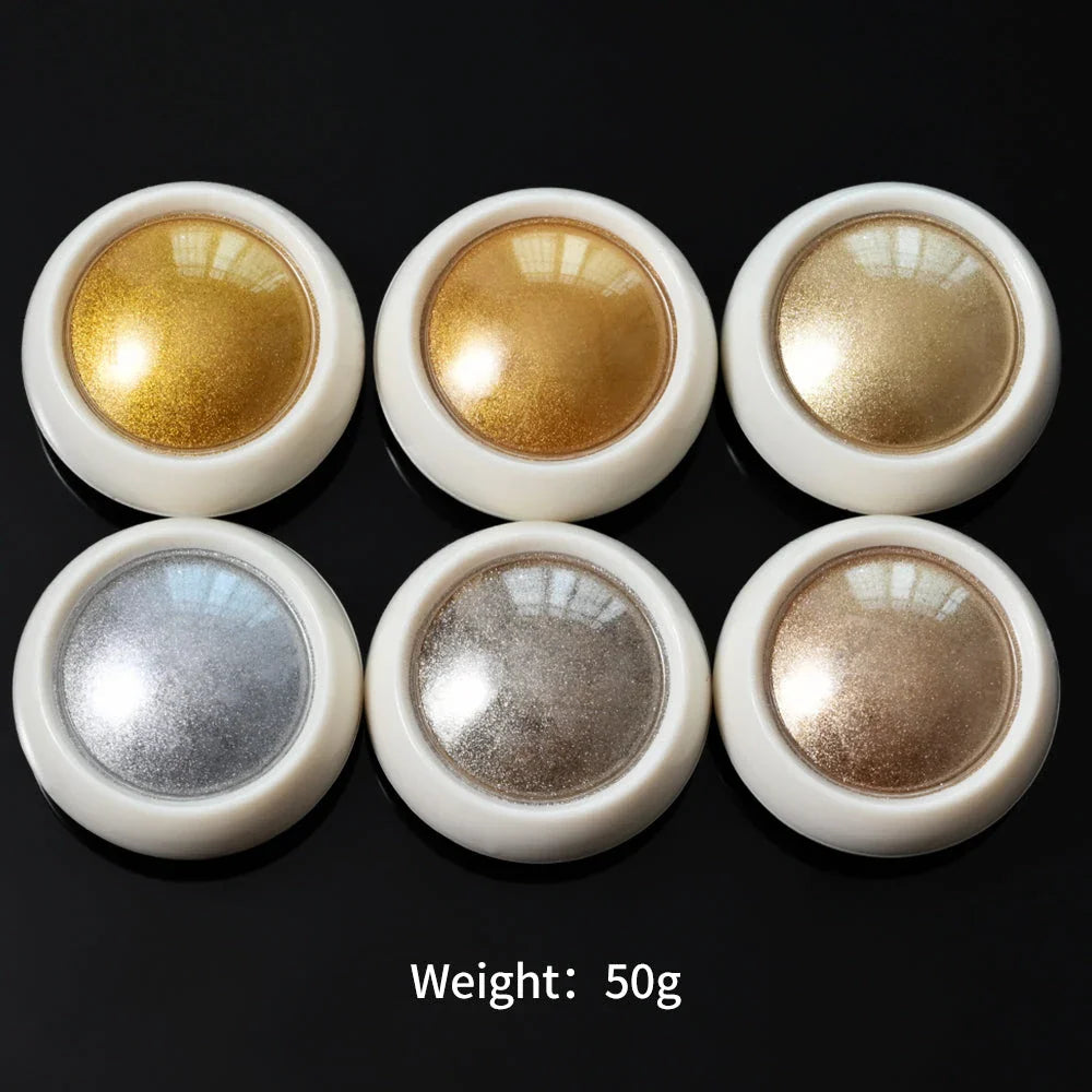 Glamorous mirror chrome metallic nail art powder set with gold and silver color options