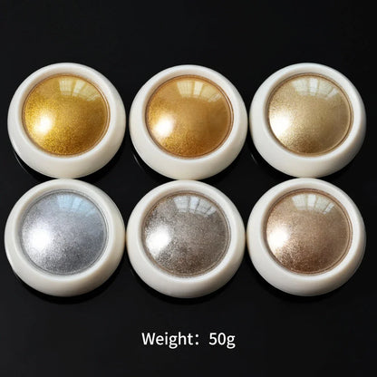Glamorous mirror chrome metallic nail art powder set with gold and silver color options