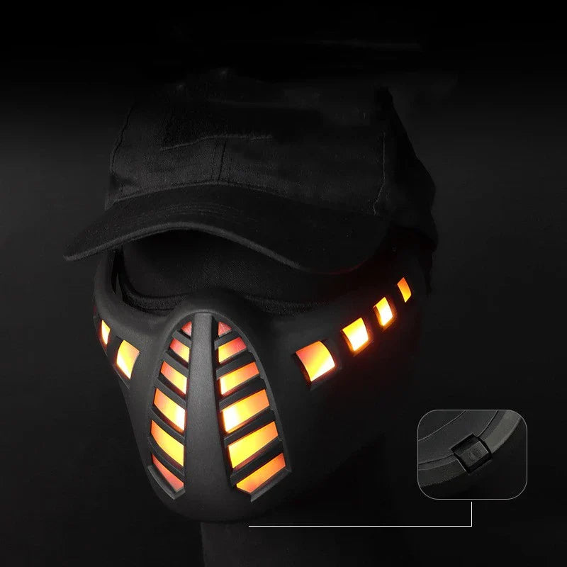 Illuminating Halloween Carnival LED Half Face Mask with adjustable velcro closure and LED lights