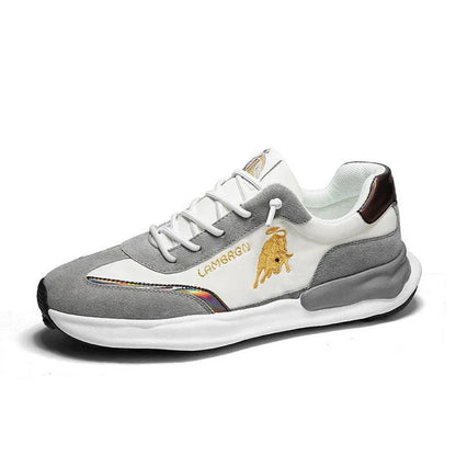 A pair of stylish, breathable men's casual shoes with a thick, durable rubber sole for enhanced comfort and traction.