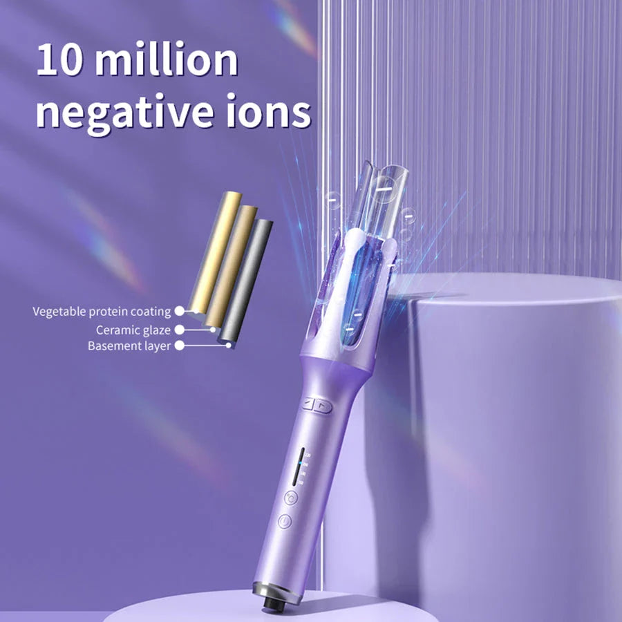 Automatic curling iron with negative ion technology for creating effortless, salon-quality curls