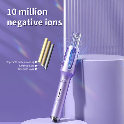 Automatic curling iron with negative ion technology for creating effortless, salon-quality curls