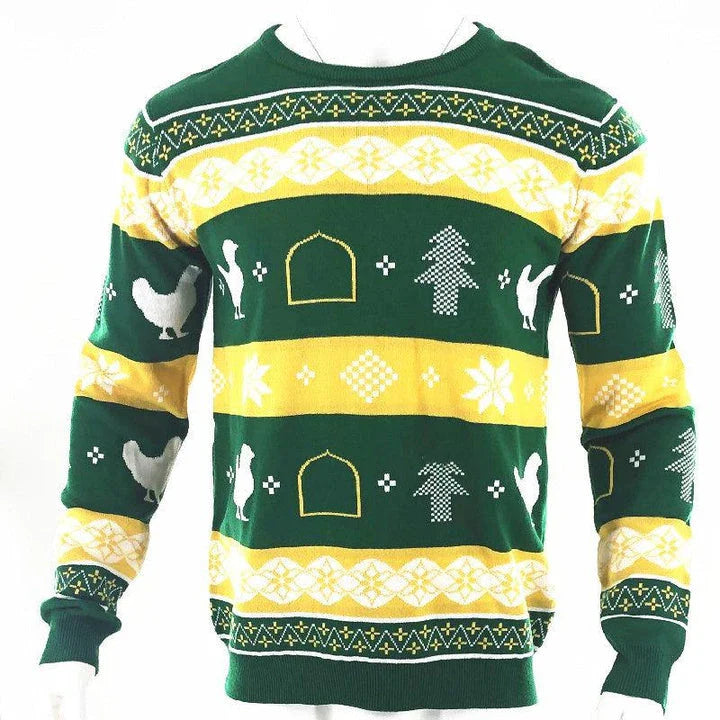 Stylish men's round neck Christmas sweater in various festive colors